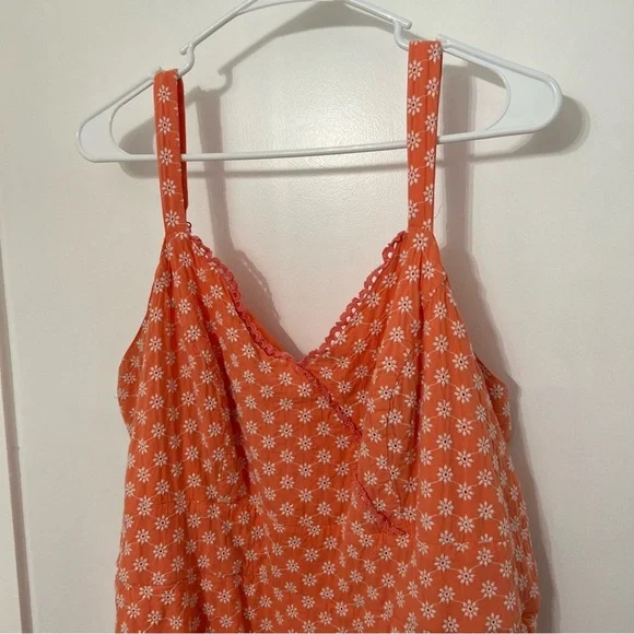 Trixxi Sun Dress Orange Peach White Embroidered Flowers 3X spaghetti straps - Picture 3 of 12